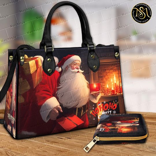 Discover Marchstyle - HoHoHo! Merry Christmas Santa Leather Handbag, Santa crossbody bags, Gift For Women Shopping