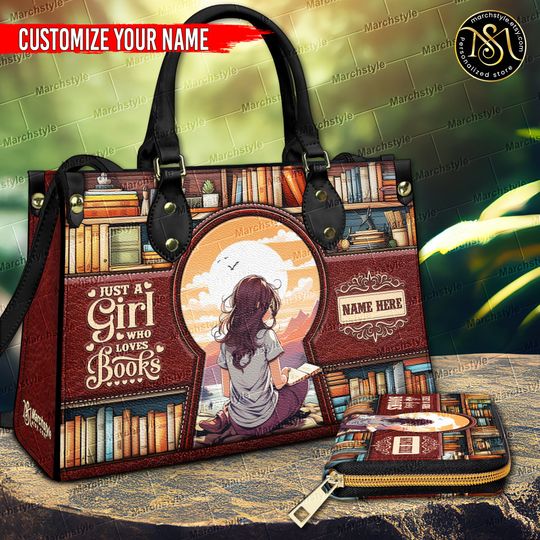 Marchstyle - Handbags Just A Girl Who Loves Books, Wallet for birthday Daughter, Granddaughter, Niece Leather Bags For Women