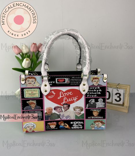I Love Lucy Leather Handbag, I Love Lucy Halloween Leather Bag, Shoulder Bag, Crossbody Bag, Top Handle Bag