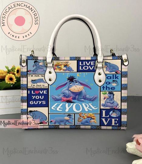 Discover Eeyore Winnie The Pooh Leather Handbag, Eeyore Christmas Leather Bag, Shoulder Bag, Crossbody Bag, Top Handle Bag