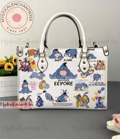 Discover Eeyore Winnie The Pooh Leather Handbag, Eeyore Christmas Leather Bag, Shoulder Bag, Crossbody Bag, Top Handle Bag