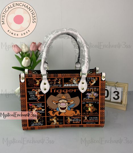 Discover Tigger Winnie The Pooh Leather Handbag, Tigger Halloween Leather Bag, Shoulder Bag, Crossbody Bag, Top Handle Bag