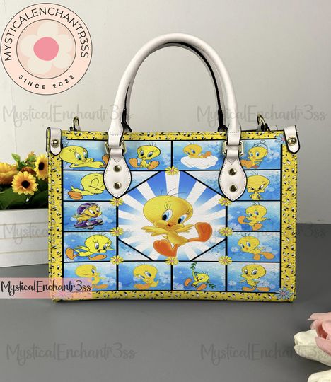 Discover Tweety Bird Leather Handbag, Tweety Bird Halloween Leather Bag, Shoulder Bag, Crossbody Bag, Top Handle Bag