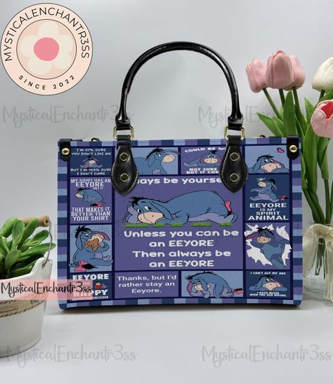 Discover Eeyore Winnie The Pooh Leather Handbag, Eeyore Christmas Leather Bag, Shoulder Bag, Crossbody Bag, Top Handle Bag