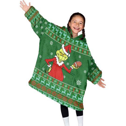 Discover Football Christmas Green Mean One Snug Oversized Wearable Hoodie Blanket | Bigger & Longer Than Most Brands