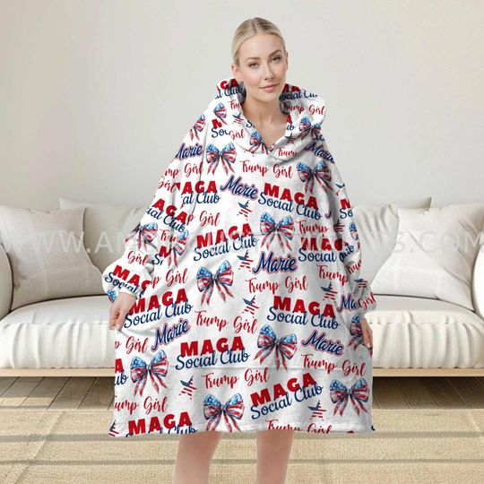 Discover Trump Girl Maga Election 2024 Republican vs Democrat Snug Oversized Wearable Hoodie Blanket | Bigger & Longer Than Most Brands