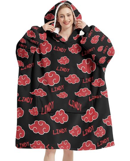 Sherpa  Oversized Wearable Snug Hoodie Blanket Akatsuki Cloud | Bigger & Longer Than Most Brands