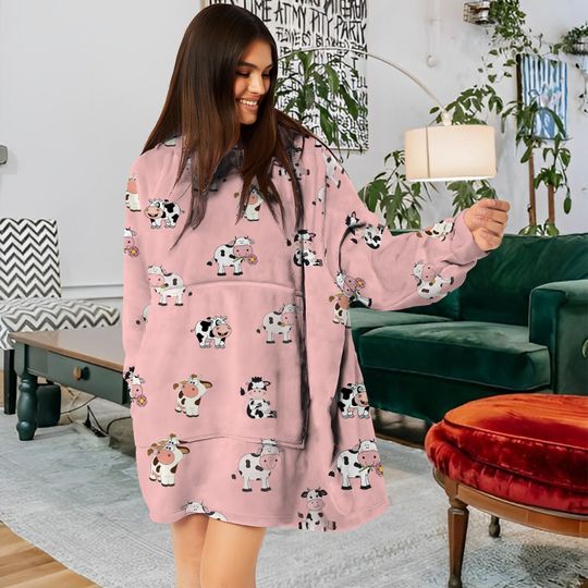 Discover Cow Pattern Blanket Hoodie, Cow Hooded Blanket, Oversized Blanket Hoodie 3D