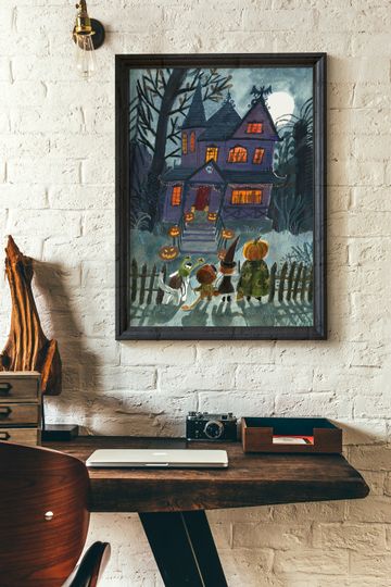 Haunted House Poster, Halloween prints