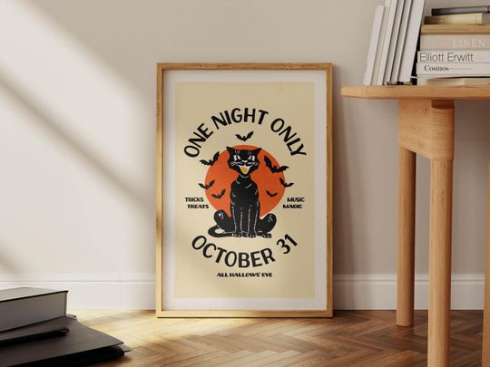 Retro Halloween Art Print Halloween Poster Kitchen Wall Art Halloween