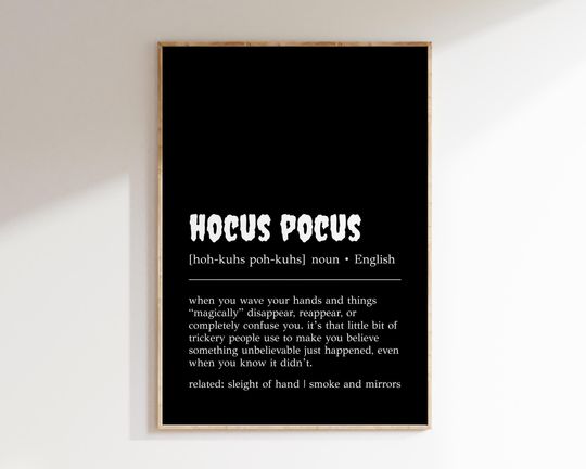 Hocus Pocus Definition Print | Funny Halloween Decor | Spooky Art | Funny Spooky Print