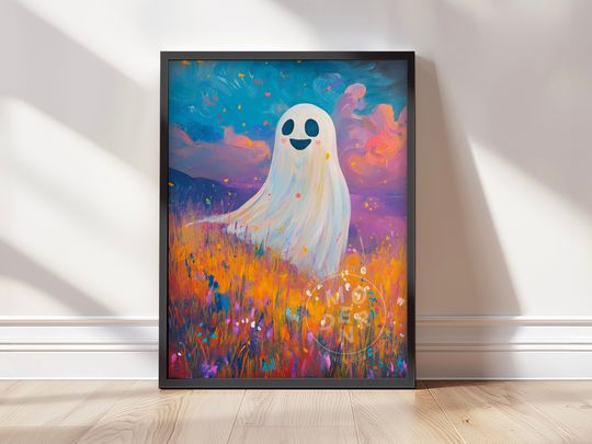Discover Happy Ghost PRINTABLE Art, Halloween Decor, Poster Download