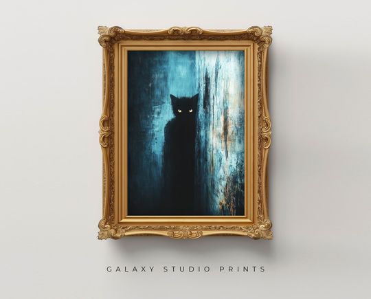 Discover Black Cat Ghost Halloween Wall Art, Dark Academia Decor, Printable Poster