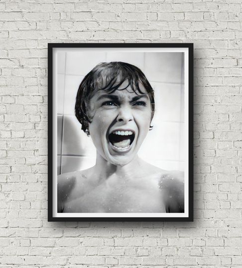 Psycho Scream Print, Classic Horror Movie Poster, Janet Leigh Print
