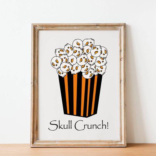 Discover Skull Popcorn Halloween Poster Trendy Halloween Decor Spooky Season Print Halloween