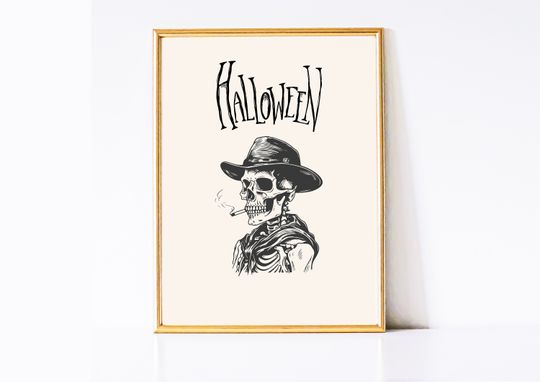 Discover skeleton print, hallowen wall art, skeleton poster, halloween poster