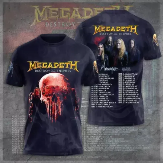 Discover Megadeth Rock Band Announces Destroy All Enemies US Tour 2024 T-shirt