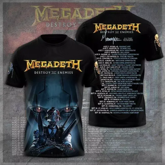 Discover Megadeth Rock Band 2024 Announces Destroy All Enemies Tour US T shirt