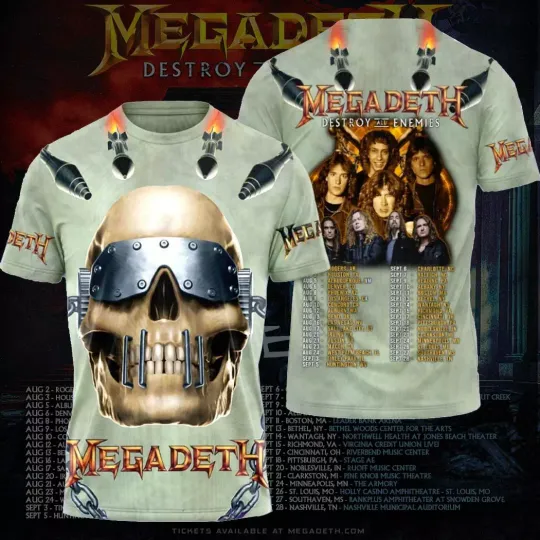 Discover Megadeth Rock Band 2024 Announces Destroy All Enemies Tour US T-shirt Men Women