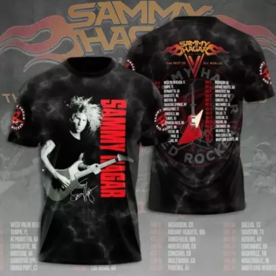 Discover Sammy Hagar Red Rocker 2024 The Best Of All World Tour 3D Print T-Shirt