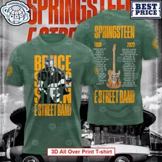 Discover Bruce Springsteen E Street Band Tour 2023 3D All Over Print Unisex T-Shirt