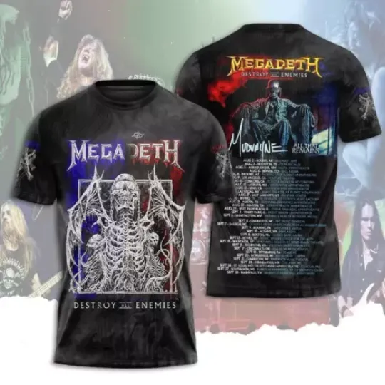 Megadeth Rock Band Announces Destroy All Enemies US Tour 2024 T-shirt