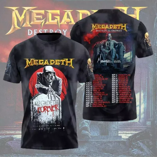 Discover Megadeth Rock Band 2024 Announces Destroy All Enemies US Tour T shirt