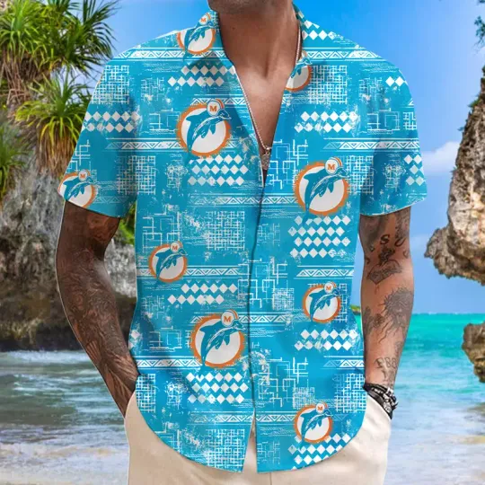 miami dolphins aloho hawaiian shirt, hawaii pattern, 80s retro shirt