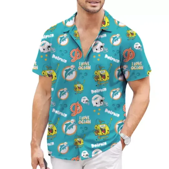 Discover Miami team Dolphin Hawaiian shirt, SquarePants football fan gifts