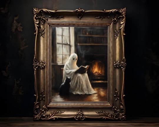 Discover Vintage Ghost Artwork Dark Academia Decor Gothic Style Oil Painting Witchy Halloween