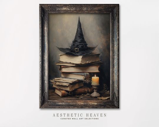 Wizard Art Print | Vintage Halloween Painting | Witchy Wall Art | Wicca Print