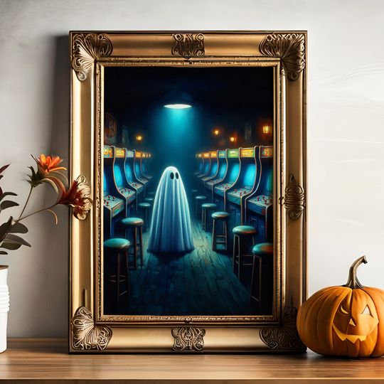 Discover Cute Ghost in an Abandoned Arcade Print Home Decor Dark Academia Gothic