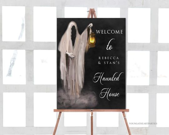 Haunted House Halloween Party Welcome Sign Template
