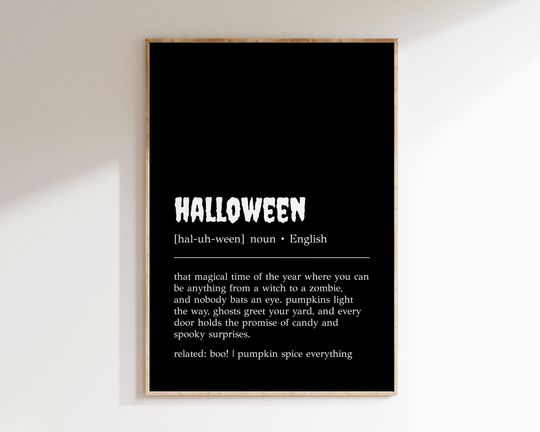 Halloween Definition Print | Halloween Wall Art | Spooky Decor | Halloween Print