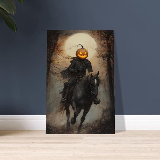 Discover Headless Horseman Pumpkin Rider Poster | Gothic Halloween Decor
