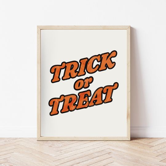 Discover Trick Or Treat Halloween Poster, Minimalist Halloween Decoration