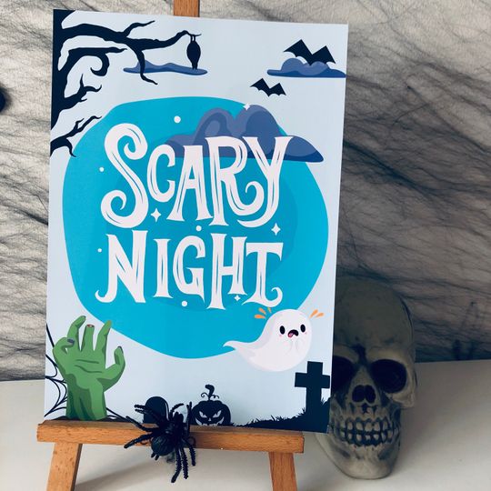 Discover Halloween Signs/ Halloween Scary Night Happy Halloween Posters Printable