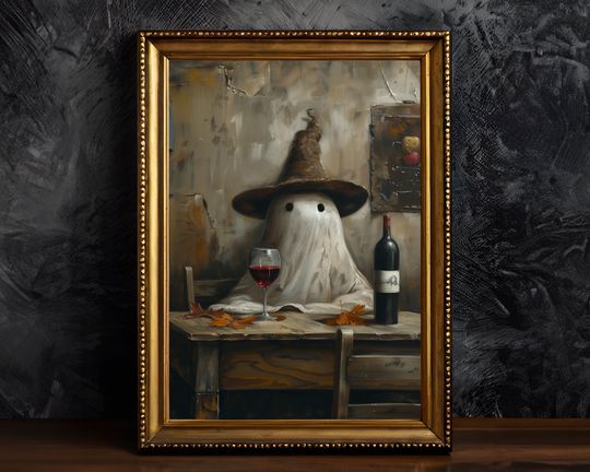 Discover Vintage Ghost Artwork Table For One Halloween Ghost Painting Dark
