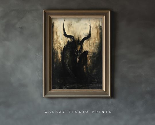 Halloween Wall Art Vintage Beast Print, Rustic Dark Academia Decor