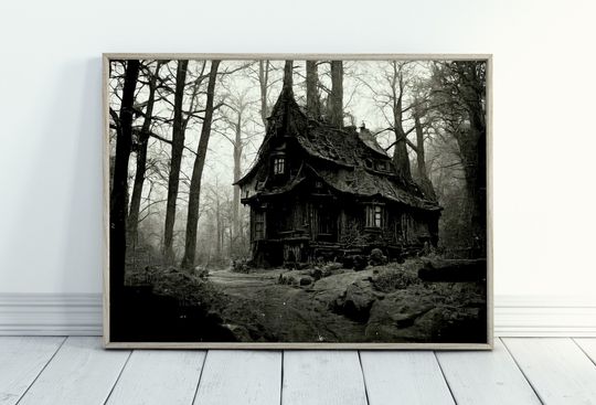Haunted Abandoned House Halloween Print. Halloween PRINTABLE Wall Art