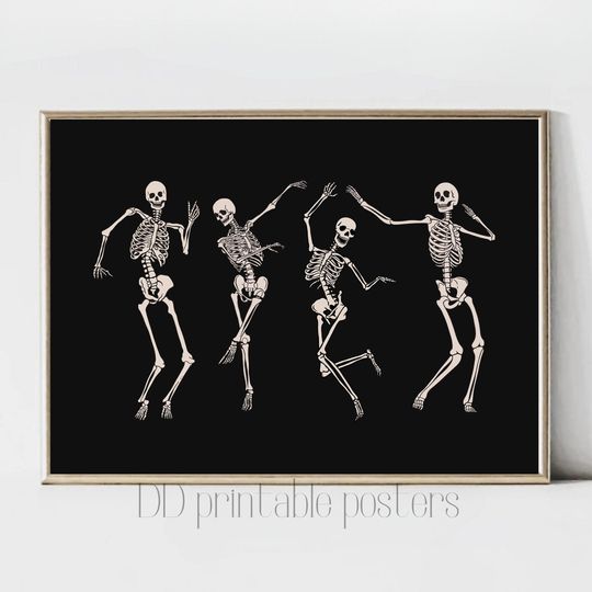 Discover Dancing Skeletons Print, Funny Halloween Printable Wall Art, Halloween Decor