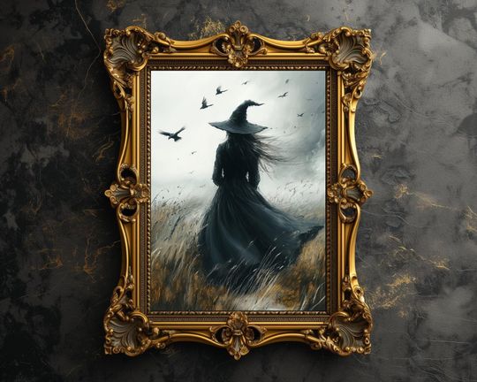 Witch Art Print: Victorian Oil Painting, Nature-Inspired Halloween Dcor