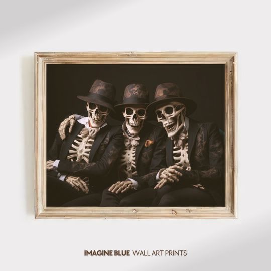 Discover Funny Skeletons Print Halloween Poster Printable Dark Academia Wall Art