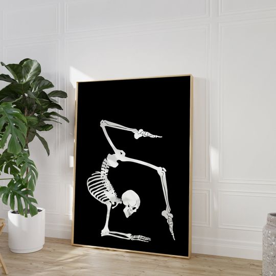 Discover Yoga Skeleton Print, Halloween decor, Halloween Printable Wall Art