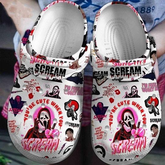 Discover Scream Horror Movie Clogs, Halloween Gift, Scary Movie Lover Present, Custom Footwear for Horror Fans, Ghostface Scream Movie Crocs