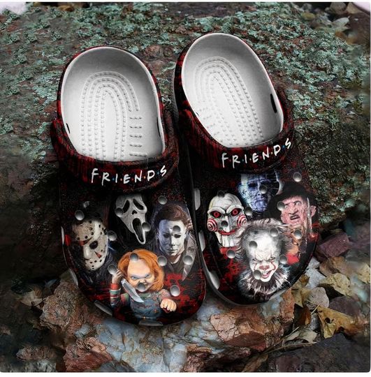 Discover Friends Horror Characters Clogs, Halloween Gift, Unique Footwear, Gift for Horror Fans, Friends Villain Mashup Crocs, Horror Movie Gift