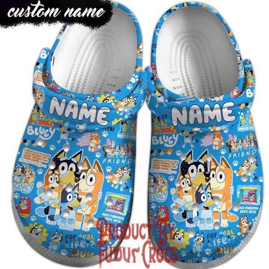 Discover Personalized BlueyDad Family Birthday Clogs, Clogs Shoes For Men Women and Kid, Funny Clogs Crocs, Crocband, Cartoon Dog Family