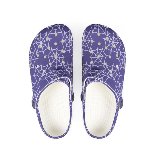 Halloween Purple and White Spiderweb EVA Foam Rubber Shoes