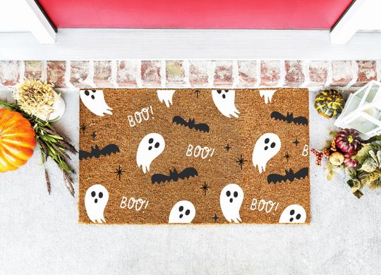 Discover Cute Fall Doormat, Cute Ghost and Bats Boo Halloween Doormat for Porch, Halloween Porch Decor, Fun Halloween Ghost Decor, Ghost Welcome Mat