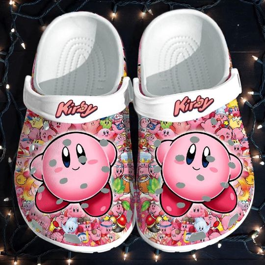 Kirby Clogs, Kirby Pattern Shoes, Kid Adult Slippers, Custom Sandals Slippers, Comfortable Slippers